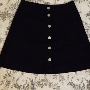 Black denim skirt with buttons